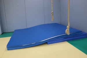 Throw mat designed such that the person thrown on it does not feel any pain